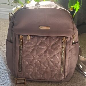 Quilted Front Purple Women's Backpack Bag